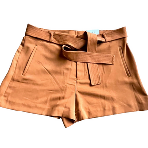 Nine West Belted Flat Front Shorts cedar brown